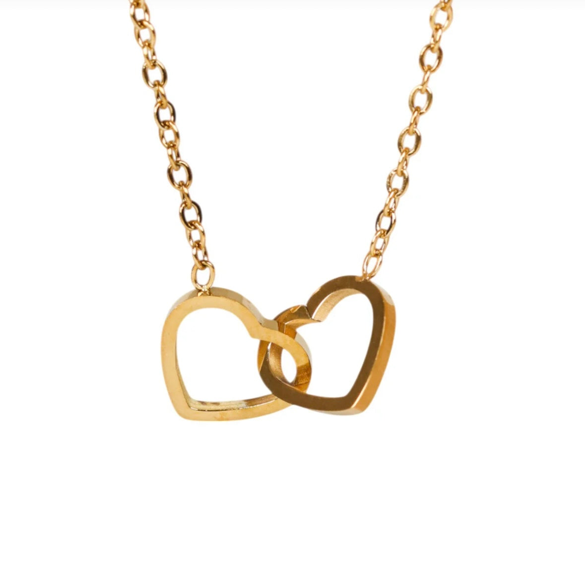 ALTIN KAPLAMA ÇİFT KALP KOLYE