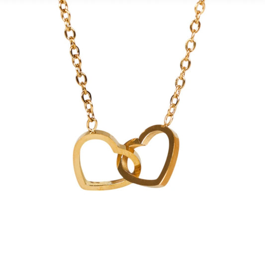 ALTIN KAPLAMA ÇİFT KALP KOLYE